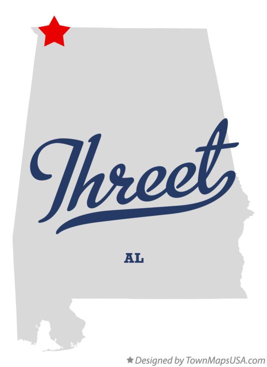 Map of Threet, AL, Alabama