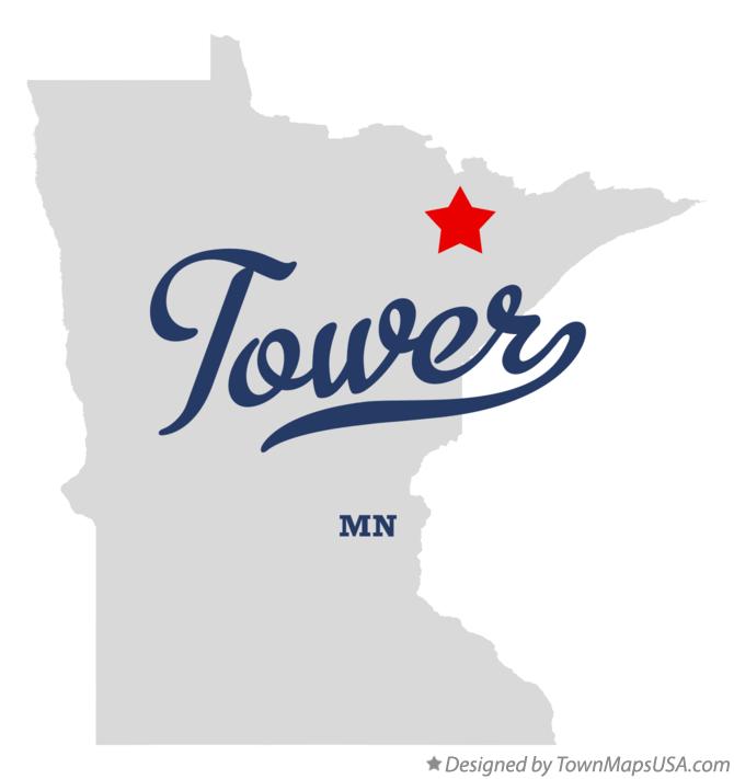 Map of Tower, MN, Minnesota