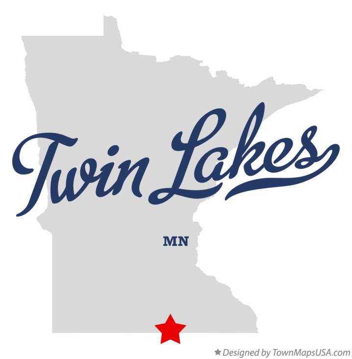 Map of Twin Lakes, Freeborn County, MN, Minnesota