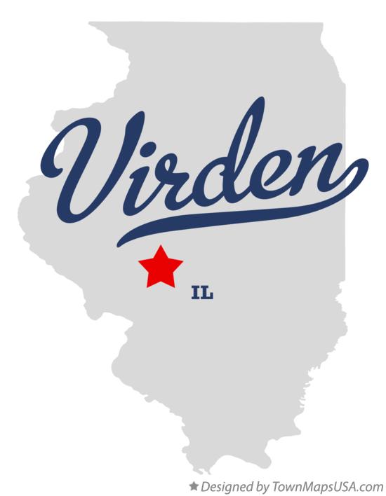 Map of Virden, IL, Illinois