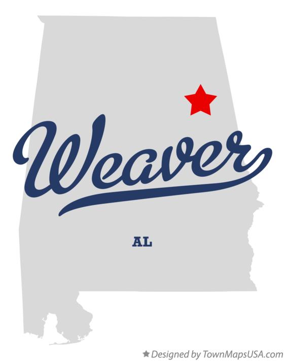 Map of Weaver, AL, Alabama