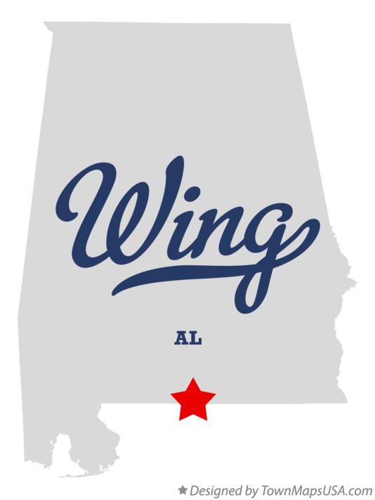 Map of Wing, AL, Alabama