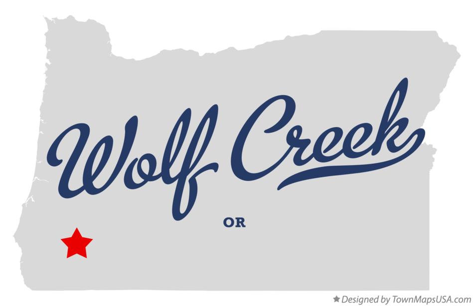 Map of Wolf Creek, OR, Oregon