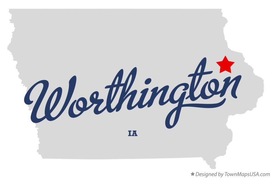 Map of Worthington, IA, Iowa