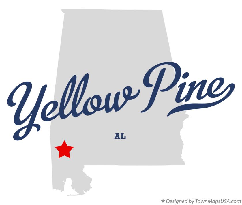 Map of Yellow Pine, AL, Alabama