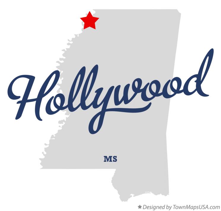 Map of Hollywood, MS, Mississippi